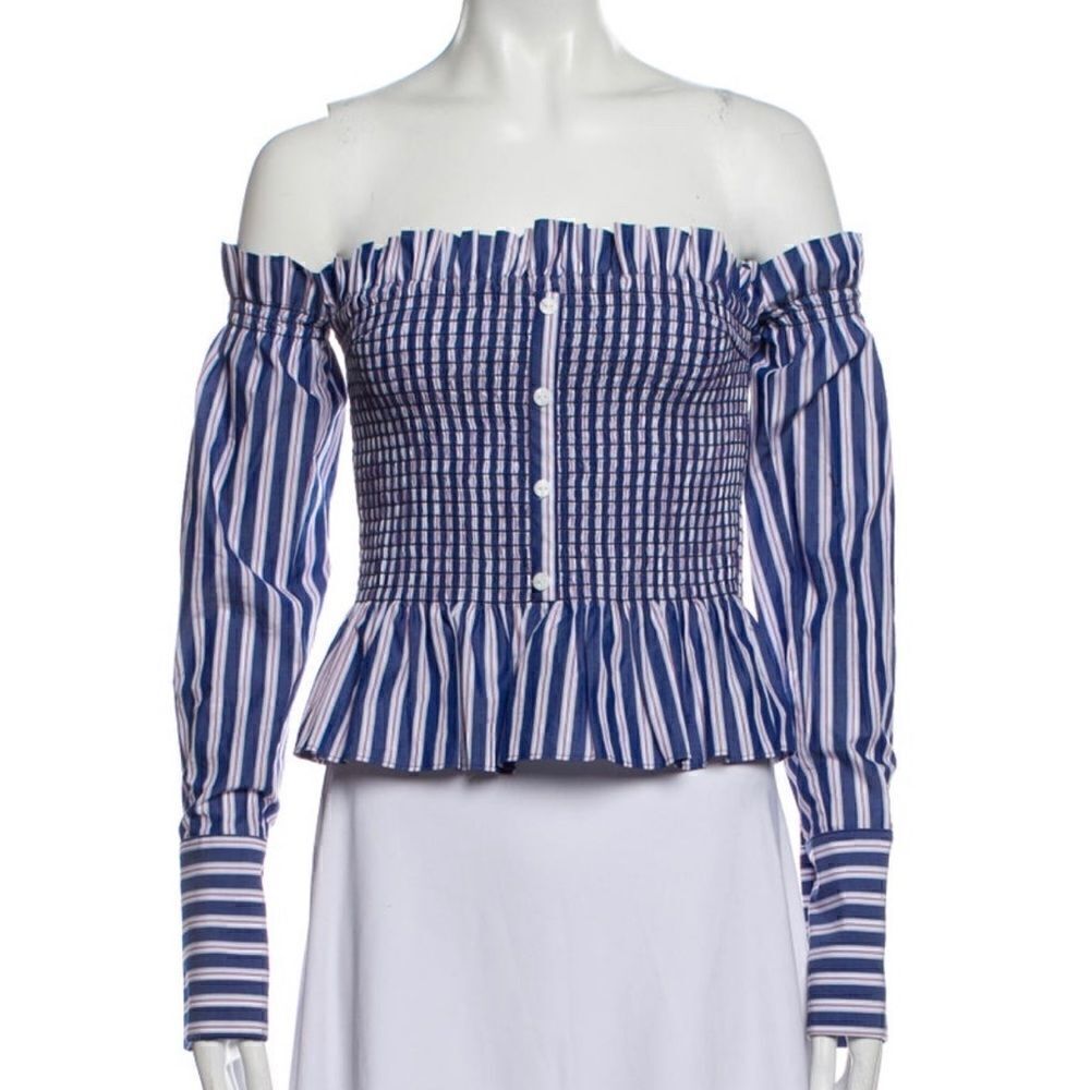 Petersyn Striped Off The Shoulder Crop Top (S)